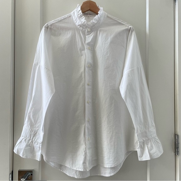 ALEX MILL Women's Easy Ruffle White Shirt Size L - Picture 6 of 13